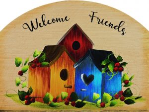 The Backyard Naturalist has outdoor garden plaques back in stock! After slate became impossible to source, the artists now put their designs on durable aluminum, protected with a UV-resistant clear coat. Designs vary, but this welcomes you and your friends with a trio of darling Bird Houses.