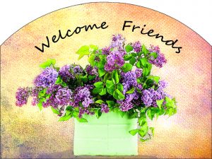 The Backyard Naturalist has outdoor garden plaques back in stock! After slate became impossible to source, the artists now put their designs on durable aluminum, protected with a UV-resistant clear coat. Designs vary, but this welcomes friends with a gorgeous bouquet of fragrant Lilac