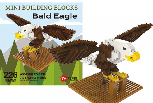 The Backyard Naturalist has Mini Building Block sets featuring favorite birds and forest animals, like this American Bald Eagle set. Excellent gifts and stocking stuffers.
