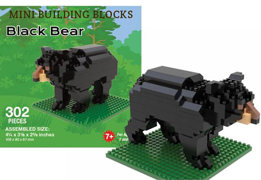 The Backyard Naturalist has Mini Building Block sets featuring favorite birds and forest animals, like this American Black Bear. Excellent gifts and stocking stuffers.