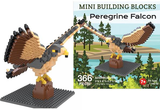 The Backyard Naturalist has Mini Building Block sets featuring favorite birds and forest animals, like this Peregrine Falcon. Excellent gifts and stocking stuffers.