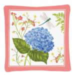 The Backyard Naturalist has Alice's Cottage textiles that include tea towels, spiced mug mats, potholder, totes and more. This design is illustrated with a Dragon Fly buzzing a Hydrangea.