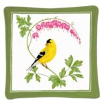 The Backyard Naturalist has Alice's Cottage textiles that include tea towels, spiced mug mats, potholder, totes and more. This design showcases an American Goldfinch.