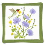 The Backyard Naturalist has Alice's Cottage textiles that include tea towels, spiced mug mats, potholder, totes and more. This design features a Ruby-throated Hummingbird.