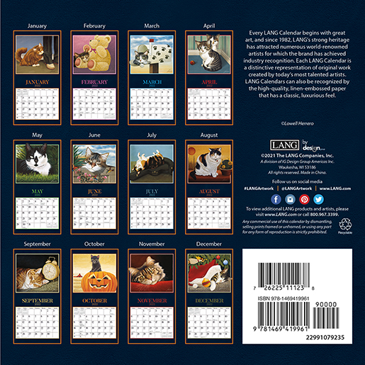 2022 Wall calendars are in at The Backyard Naturalist, including our favorite cat calendar: American Cat by Lang (back).