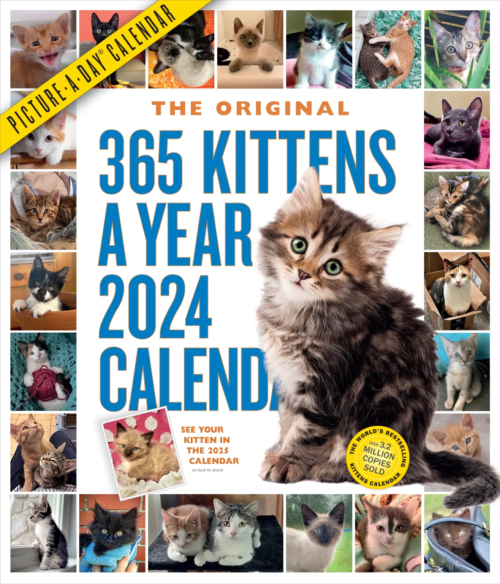 365 Kittens a Year 2024 Calendar is here. The Backyard Naturalist has 2024 calendars in stock, including Audubon Birds, Songbirds, Kids Birding, Nature, 365 Kittens or Puppies, Sloths, Tiny Owls and more in Wall, Mini, Engagements, Pocket Planners and Page-A-Day formats.