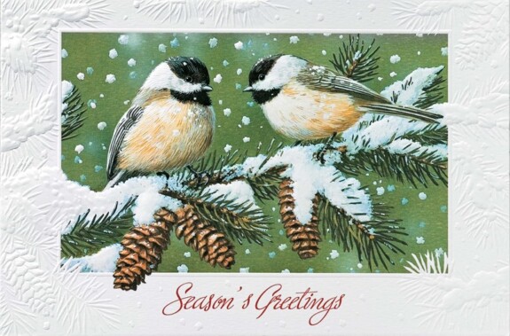 Holiday Greeting Cards, 2024 at The Backyard Naturalist including 'Chickadee Chat'