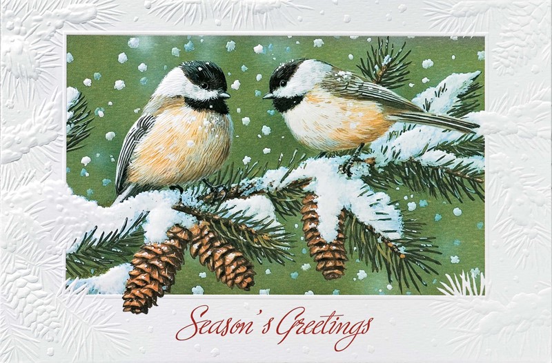 Holiday Greeting Cards, 2023 at The Backyard Naturalist including 'Chickadee Chat'