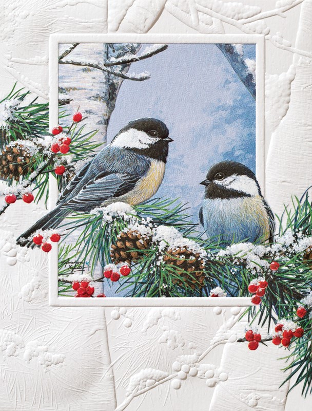 Holiday Greeting Cards, 2023 at The Backyard Naturalist, including 'Chickadee Duo'