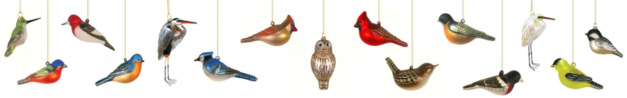 The Backyard Naturalist has hand-painted glass bird ornaments for the Holidays 2023.
