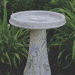 The Backyard Naturalist has concrete bird baths and fountains, like this Massarelli design that's hand made and painted here in the USA. Pictured here is Dragonfly Bath.