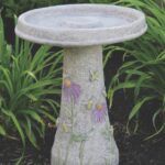 The Backyard Naturalist has concrete bird baths and fountains, like this Massarelli design that's hand made and painted here in the USA. Pictured here is Honeybee Bath.