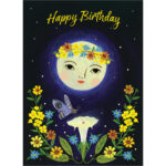 Happy Birthday - Moon and Moths [nature themed Birthday Greeting Card at The Backyard Naturalist]