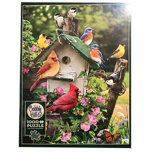 TheBYN has 1000 piece family jigsaw puzzles, including 'Summer Bird House'.