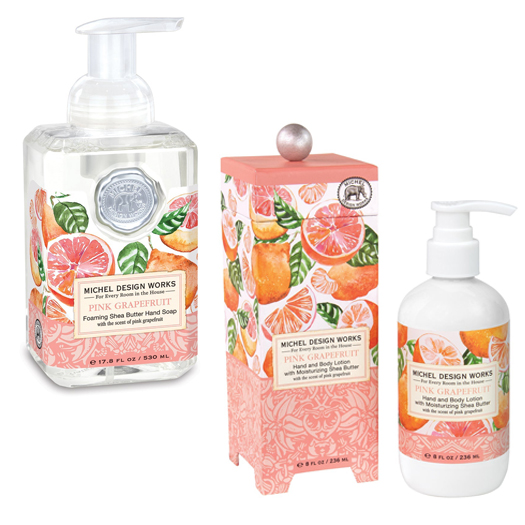 The Backyard Naturalist has Michel Design Works new fragrances for 2022, including candles, foaming hand soap, lotion and napkins in 'Pink Grapefruit'. A classic scent re-imagined.