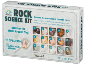 The Backyard Naturalist has Rock Science Kits for kids.