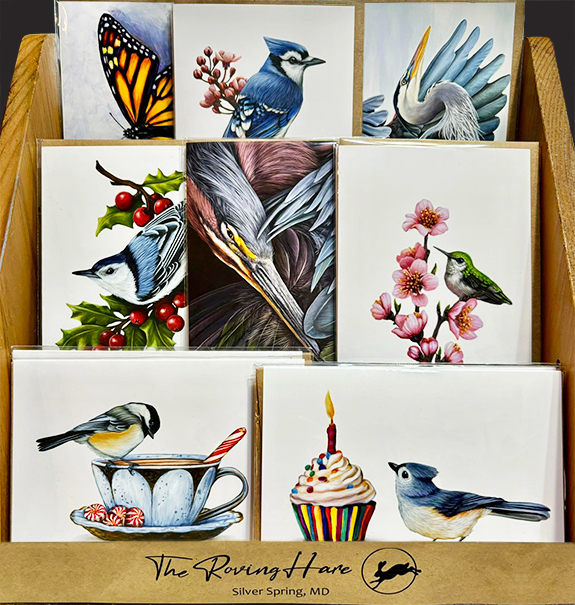 The Backyard Naturalist, in Olney, Maryland stocks Roving Hare Cards and Stickers.
