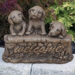 The Backyard Naturalist has concrete garden statuary—cast and hand-painted in USA, like the Three Puppies Welcome.