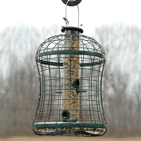 The Backyard Naturalist has Woodlink's Caged Mixed Seed Feeder that features metal grids and removable tube for easy cleaning.
