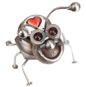 The Backyard Naturalist loves Yardbirds! Made from materials that otherwise would be doomed to a landfill. Each piece has a unique personality. “CK Luv Bug” pictured here.