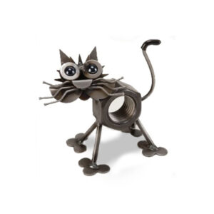 The Backyard Naturalist loves Junkyard Dogs & Cats! Made from materials that otherwise would be doomed to a landfill. Each piece has a unique personality. "Chubby Nut the Cat" pictured.